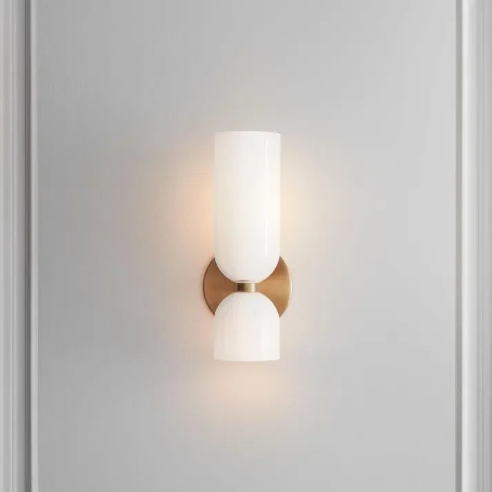 Lampe Wandlamp Glas Goud Double Kap 35cm E14 Hal Woonkamer Slaapkamer Modern Stijlvol | Sansotis
