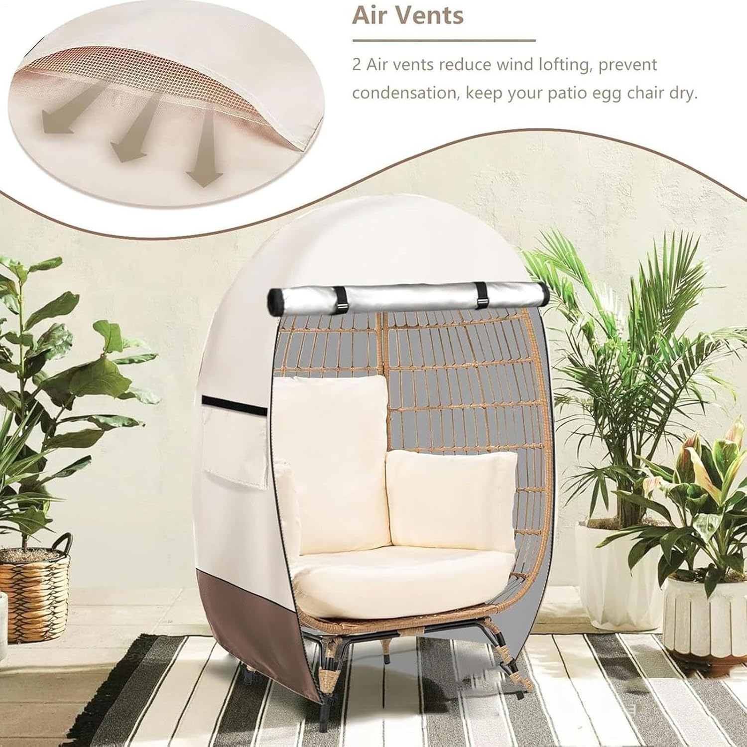 Housse de chaise oeuf imperméable unisexe avec double fermeture éclair