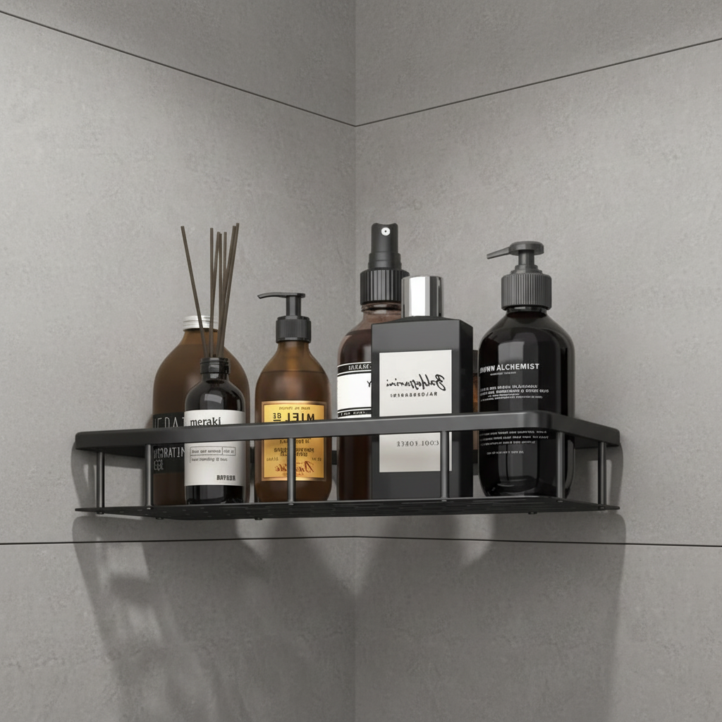 Étagère murale d'angle en bois étanche pour salle de bain et cuisine