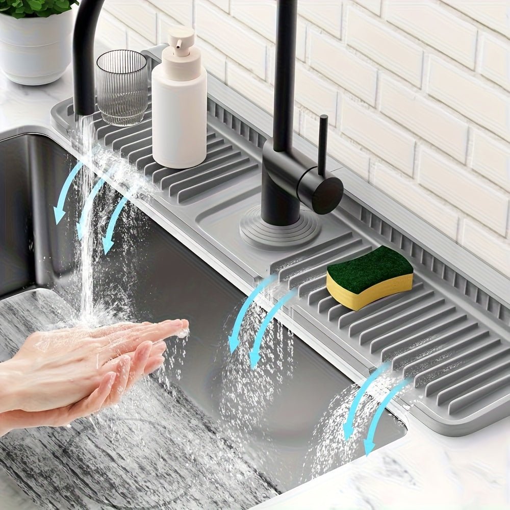WATERWISE - Tapis d'évier de 24 pouces avec évacuation rapide et trou ajustable