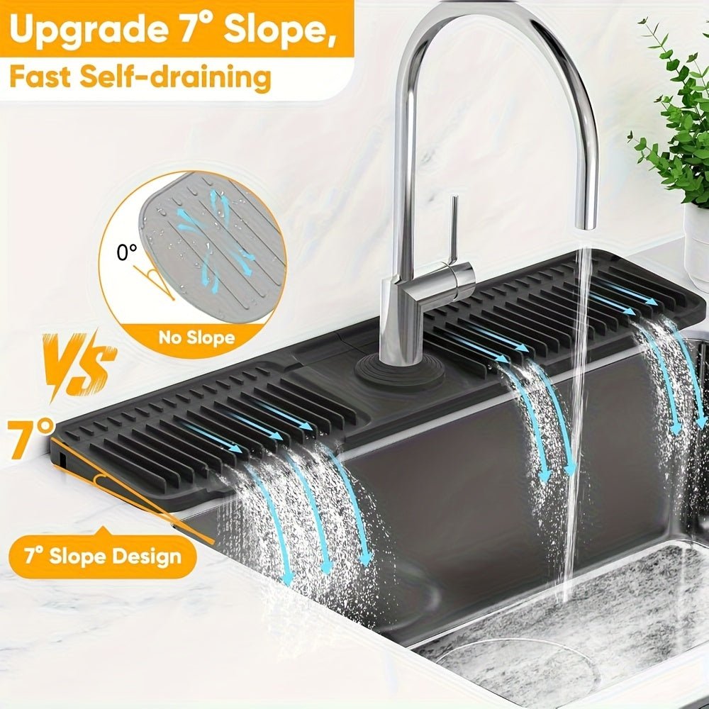 WATERWISE - Tapis d'évier de 24 pouces avec évacuation rapide et trou ajustable