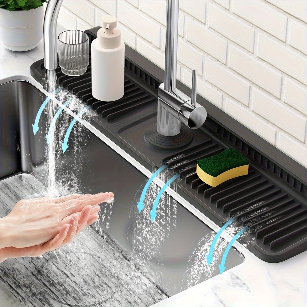 WATERWISE - Tapis d'évier de 24 pouces avec évacuation rapide et trou ajustable