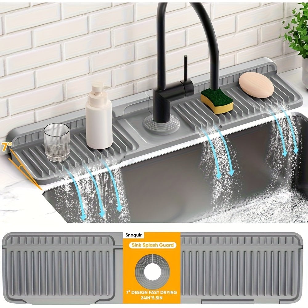 WATERWISE - Tapis d'évier de 24 pouces avec évacuation rapide et trou ajustable