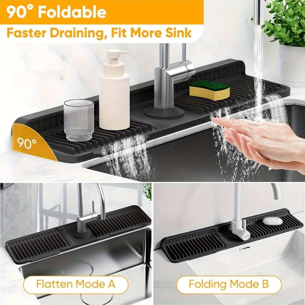 WATERWISE - Tapis d'évier de 24 pouces avec évacuation rapide et trou ajustable