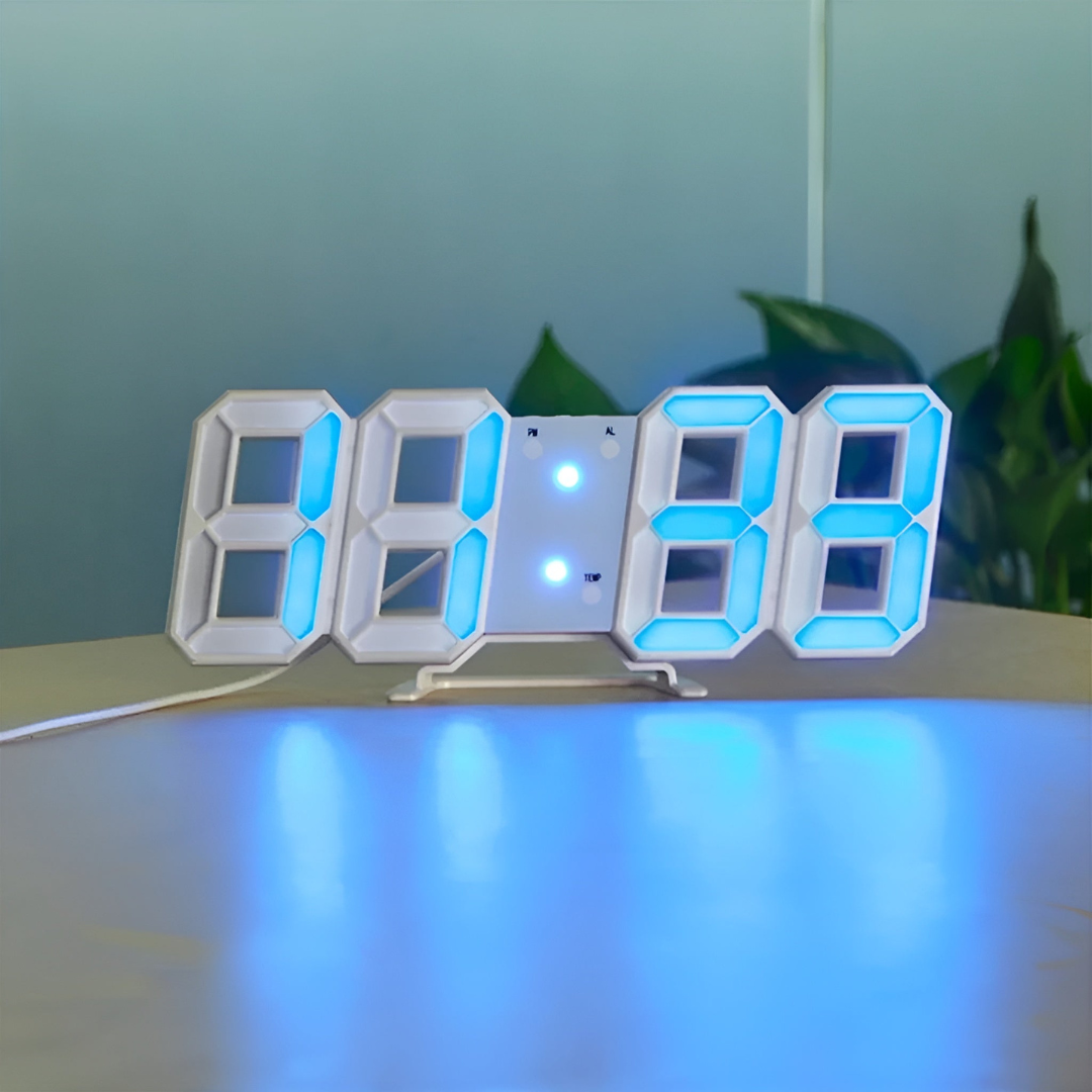 Porterclo | Horloge murale 3D LED design avec affichage numérique et fonctionnement intuitif