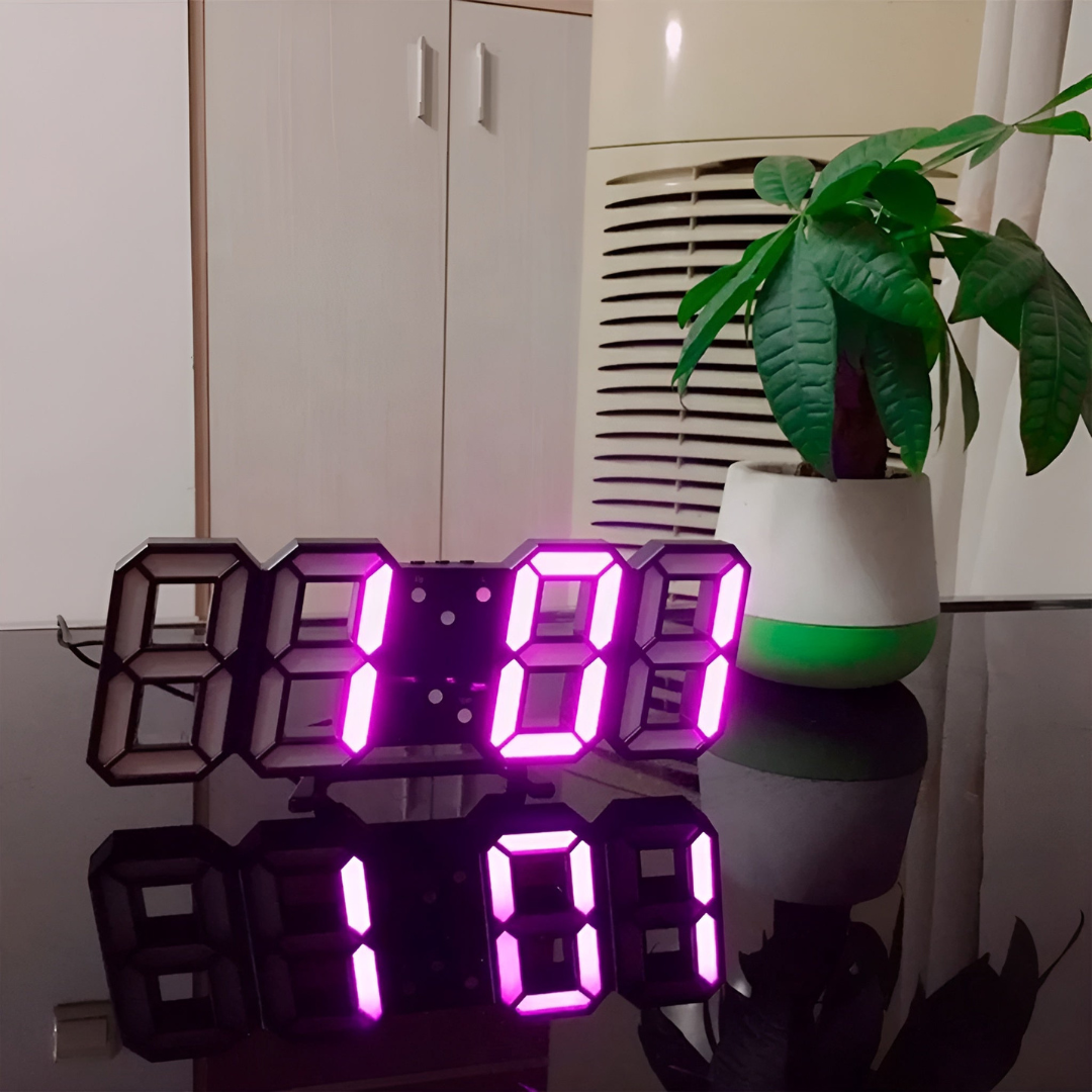 Porterclo | Horloge murale 3D LED design avec affichage numérique et fonctionnement intuitif