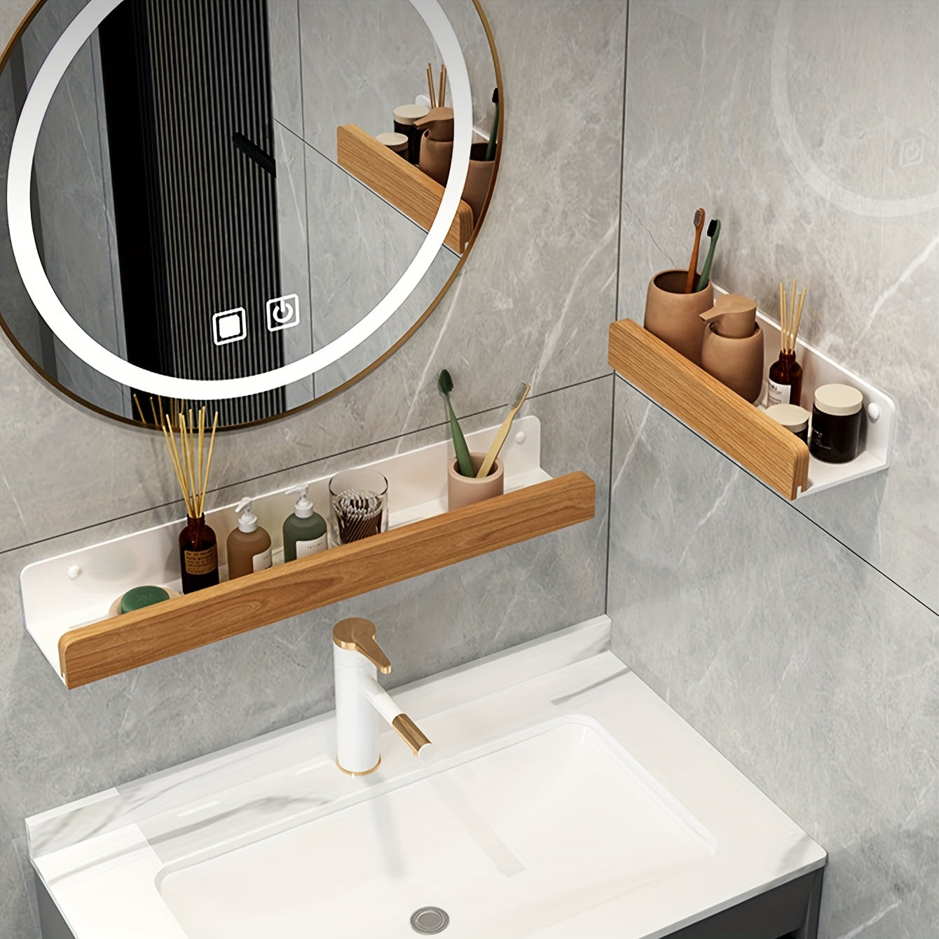 Étagère murale unisexe sans perçage pour salle de bain ou cuisine