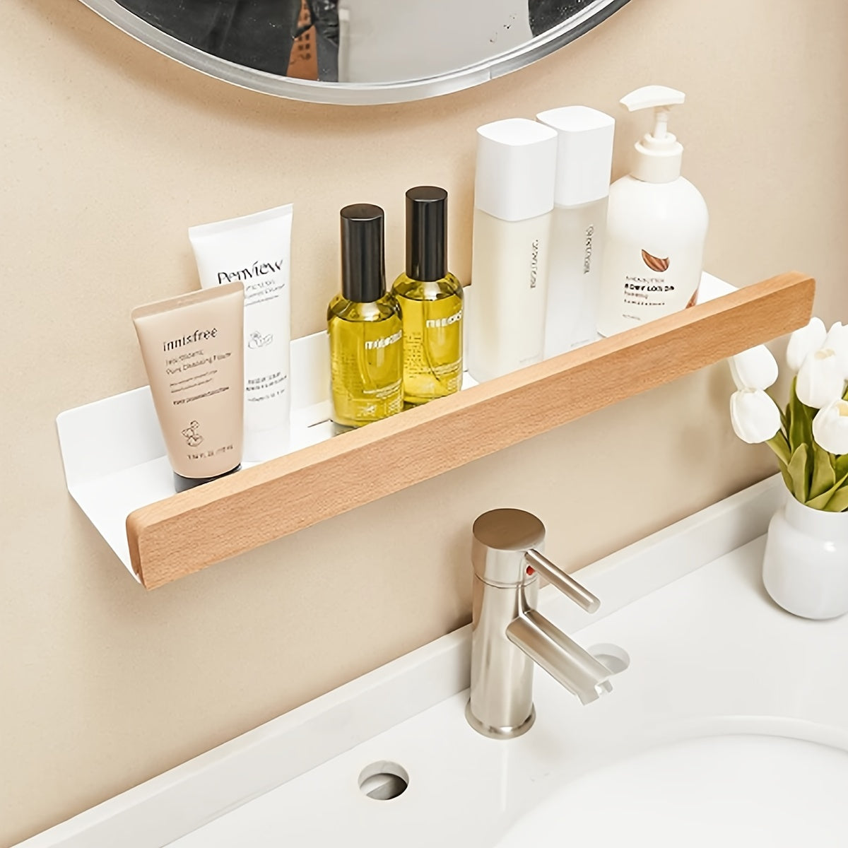 Étagère murale unisexe sans perçage pour salle de bain ou cuisine