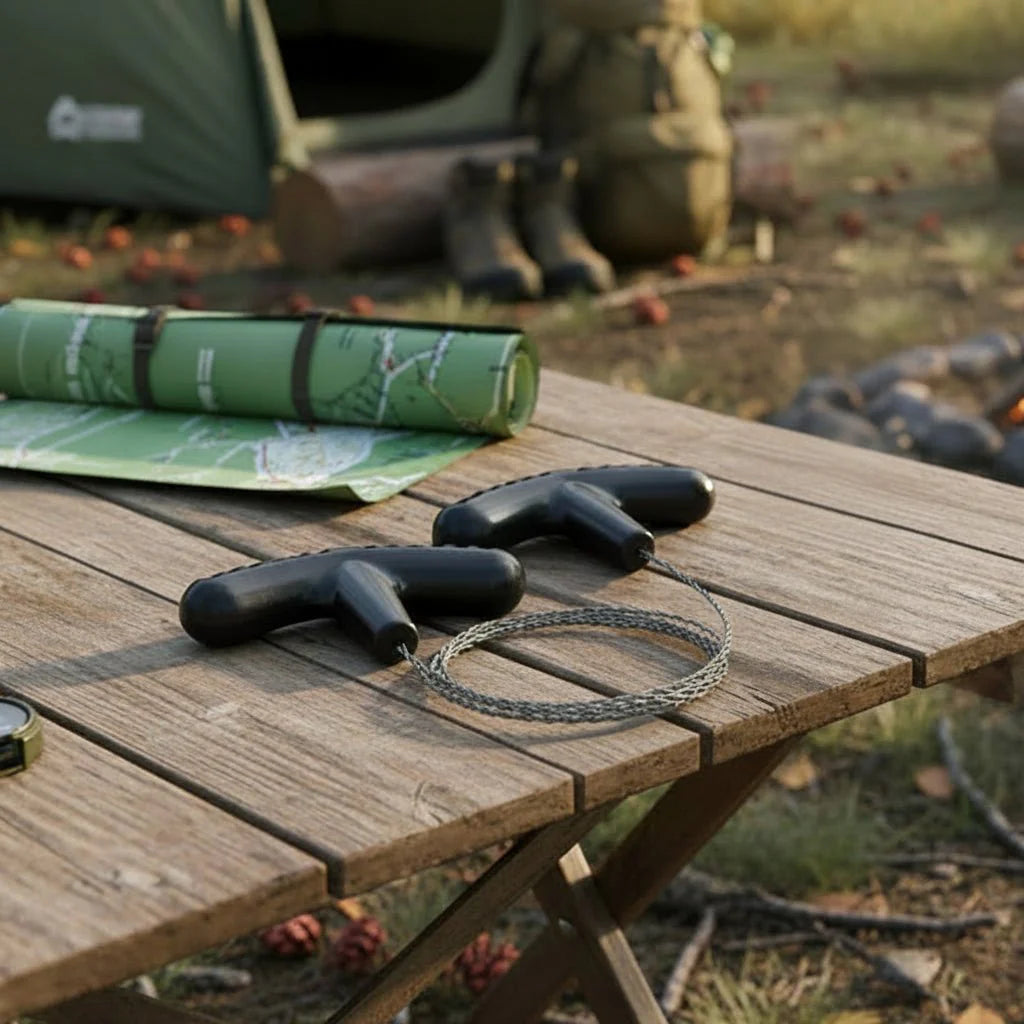 Scie à fil en acier portable pour le camping, la randonnée et la survie