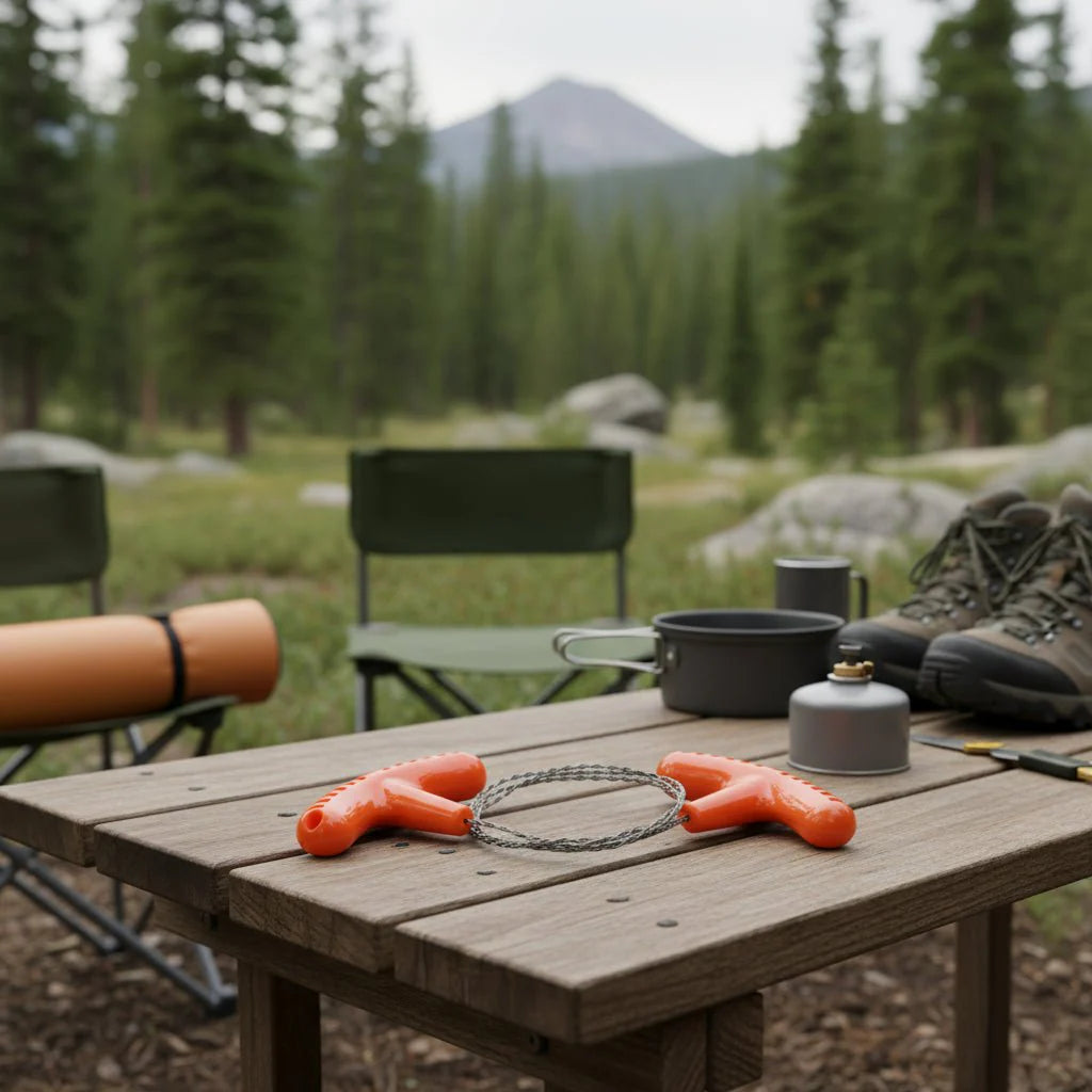 Scie à fil en acier portable pour le camping, la randonnée et la survie