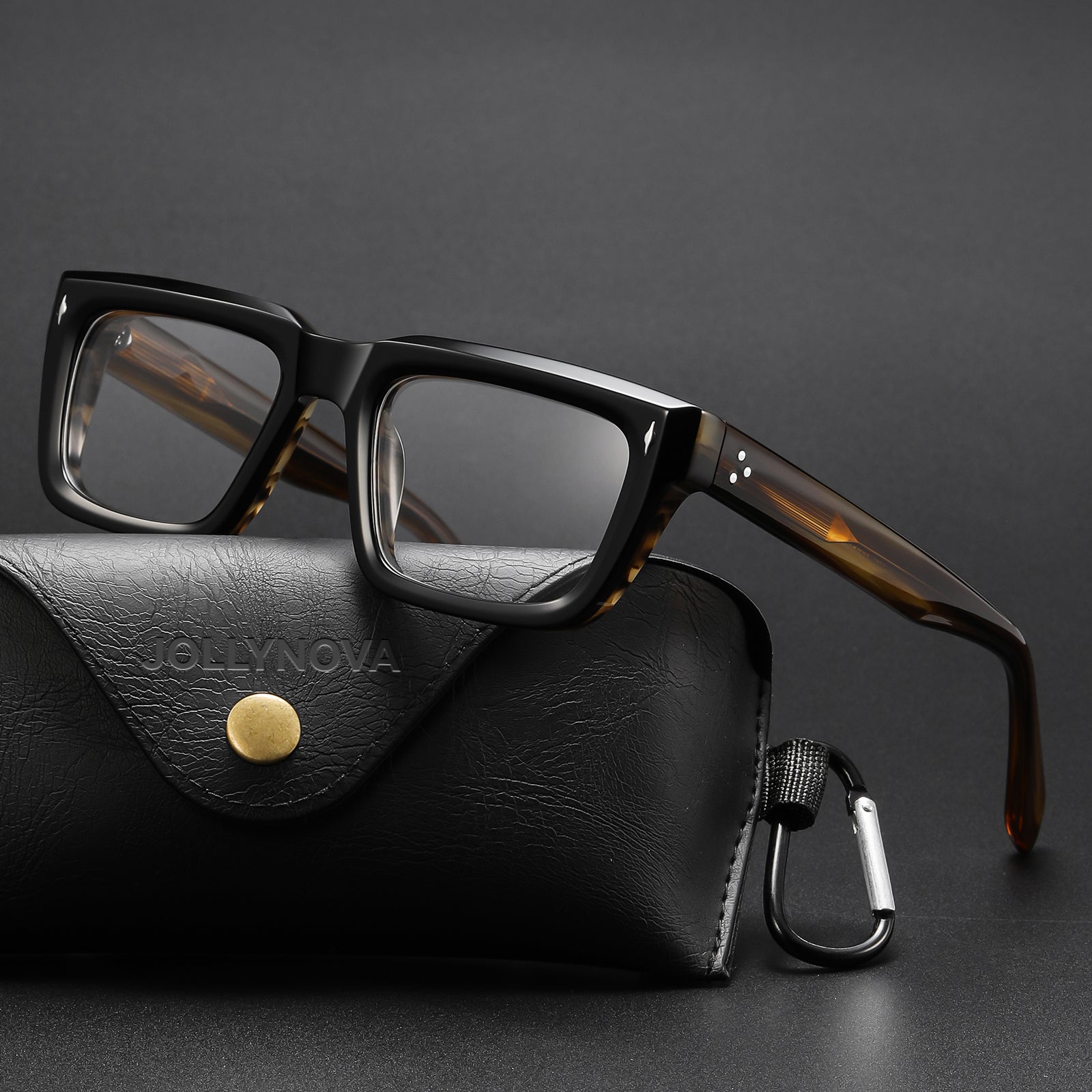 Majeed Monture de lunettes rectangulaires rétro en acétate