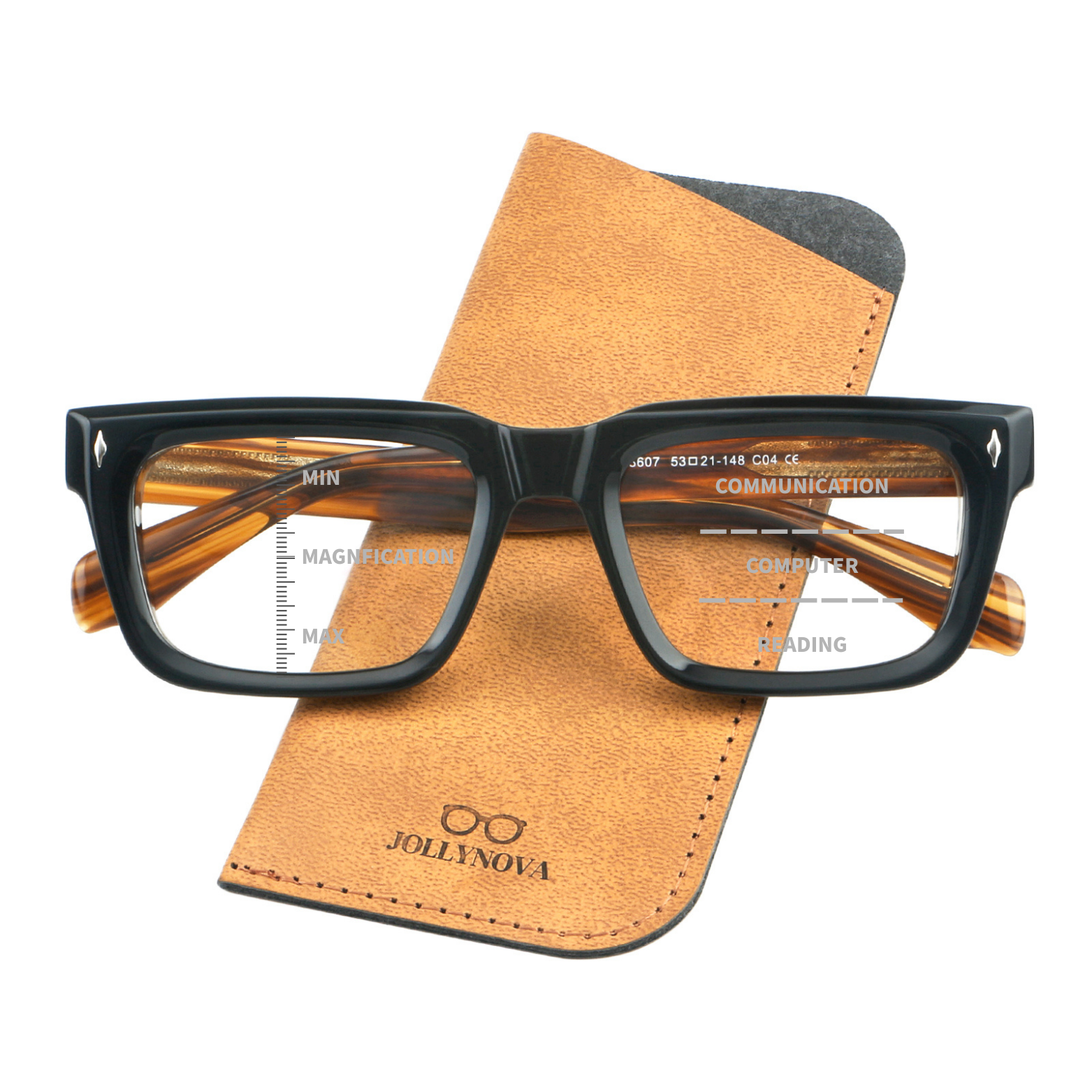 Majeed Monture de lunettes rectangulaires rétro en acétate