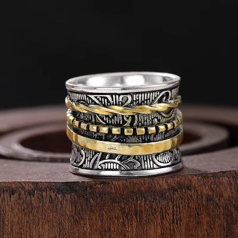 Bague Flore Dorée Antiquité Femme - Design Artisan Texturé