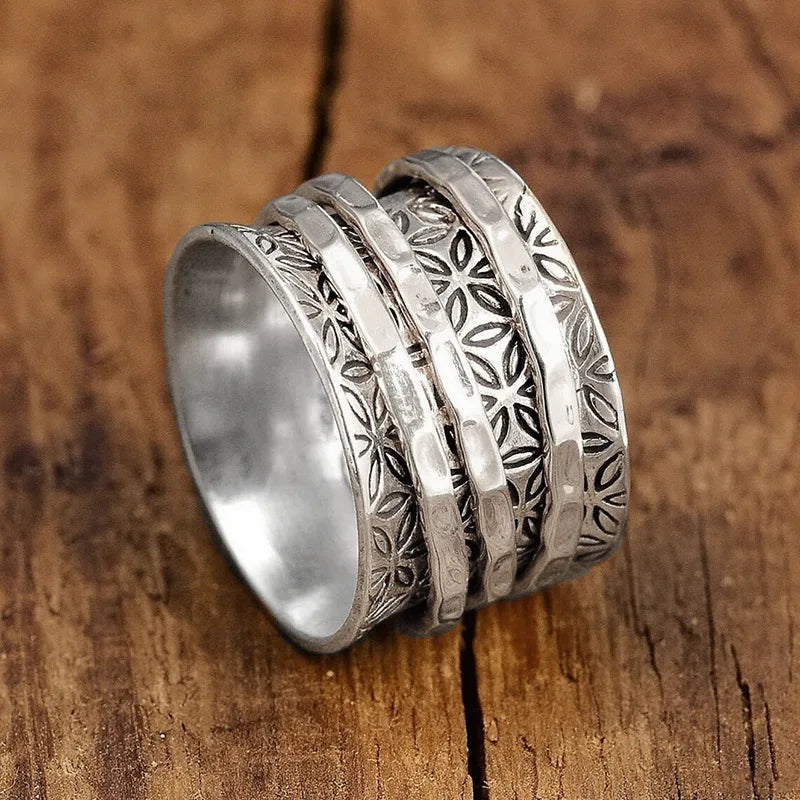 Bague Flore Dorée Antiquité Femme - Design Artisan Texturé