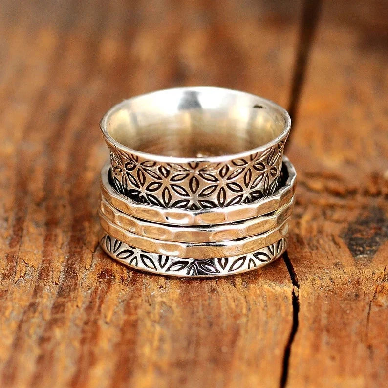 Bague Flore Dorée Antiquité Femme - Design Artisan Texturé