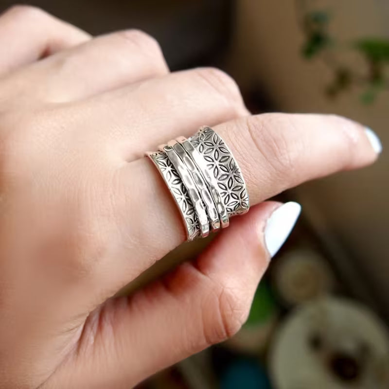 Bague Flore Dorée Antiquité Femme - Design Artisan Texturé