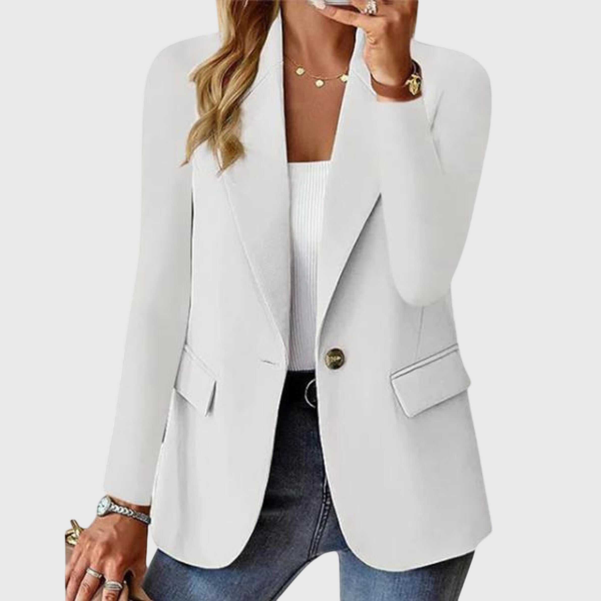 Blazer classique à revers cranté pour femme