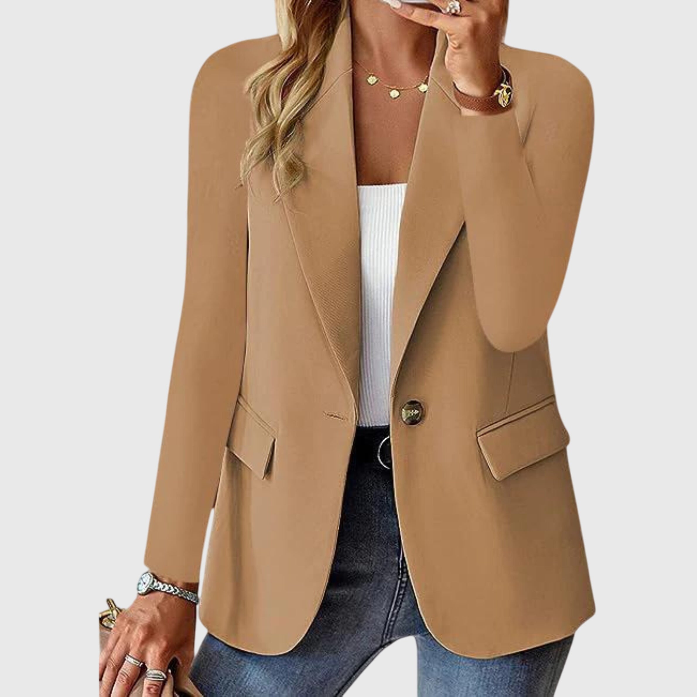 Blazer classique à revers cranté pour femme