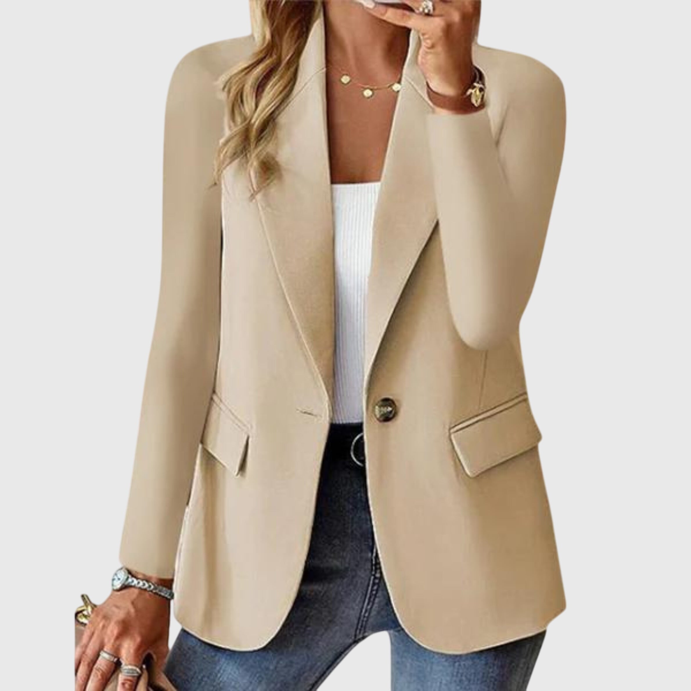 Blazer classique à revers cranté pour femme