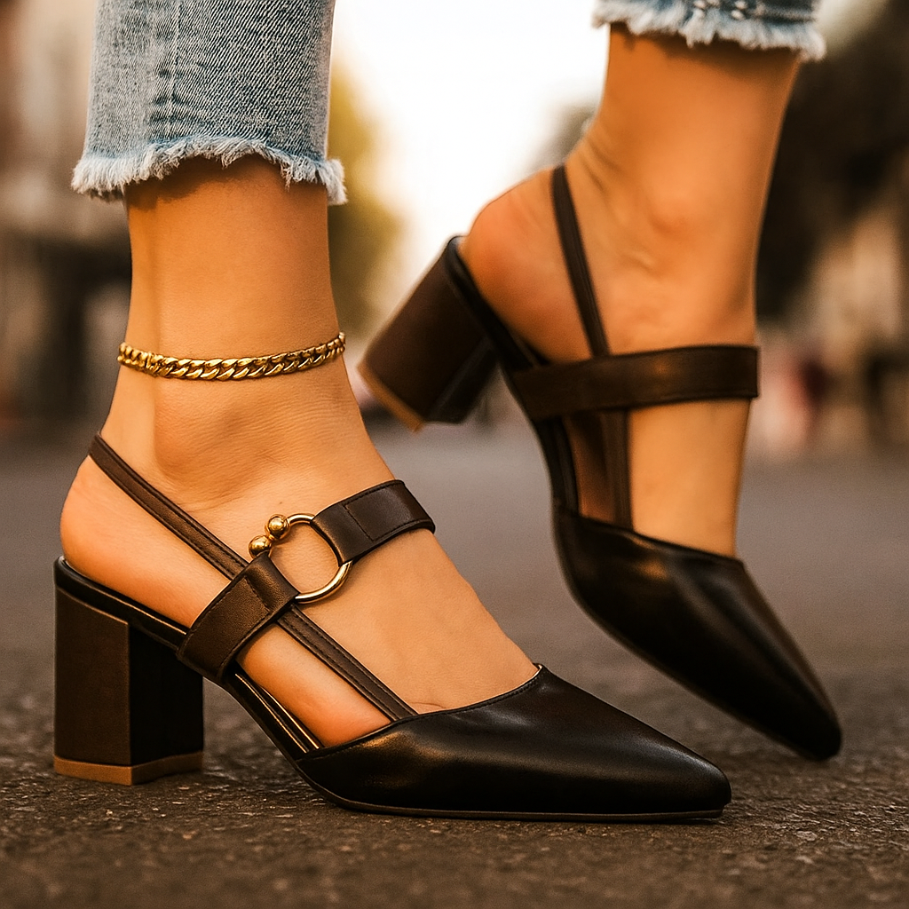 Mirella Chic Ring Heels avec talon bloc pour femme