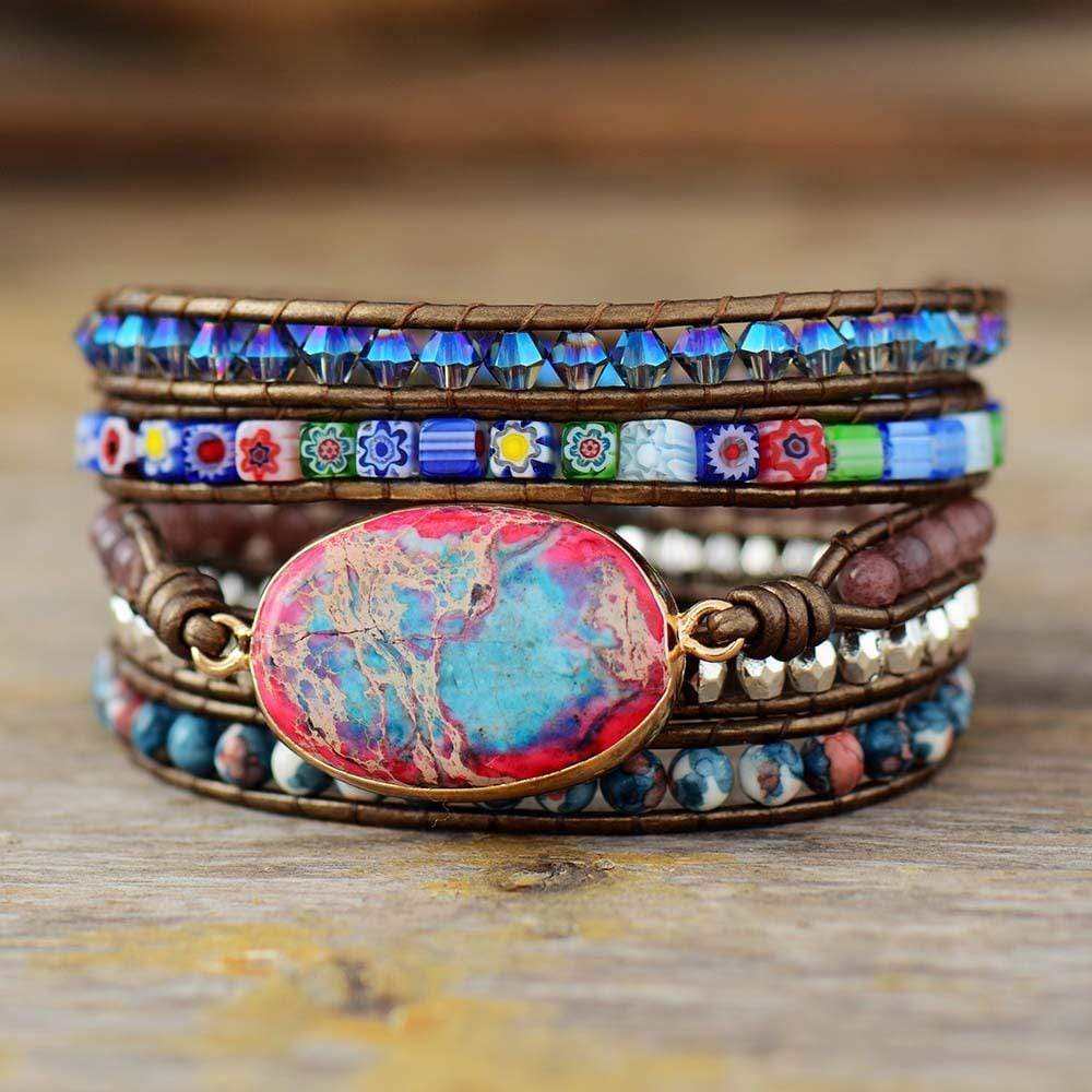 Bracelet enroulé en jaspe naturel pour femme