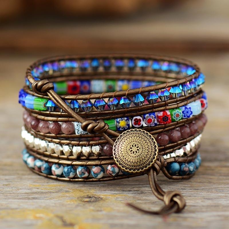 Bracelet enroulé en jaspe naturel pour femme