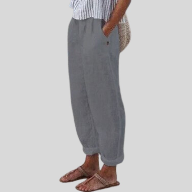 Pantalon coupe décontractée à ourlet plié pour femme pour un confort estival