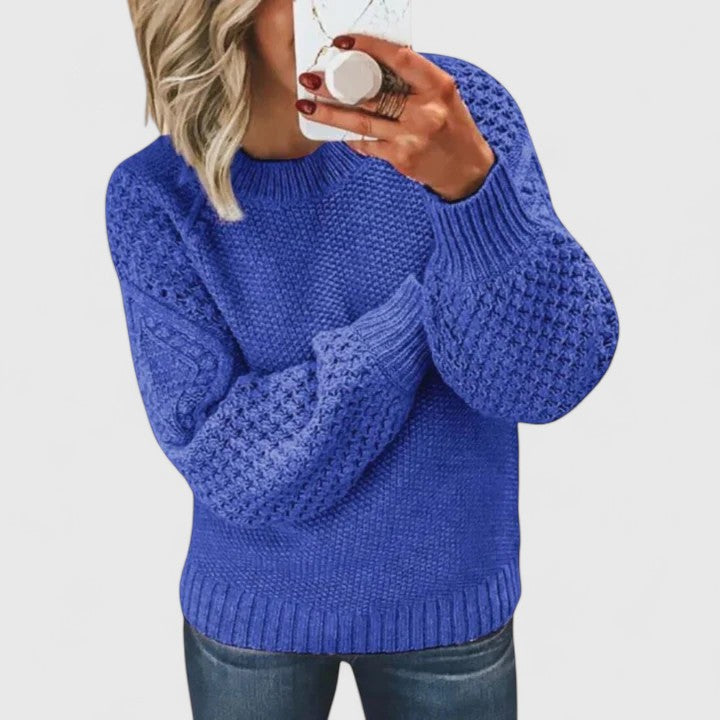 Pull texturé à manches bouffantes pour femmes