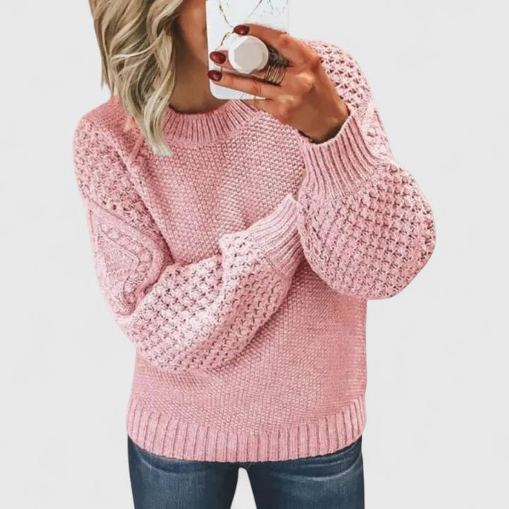 Pull texturé à manches bouffantes pour femmes