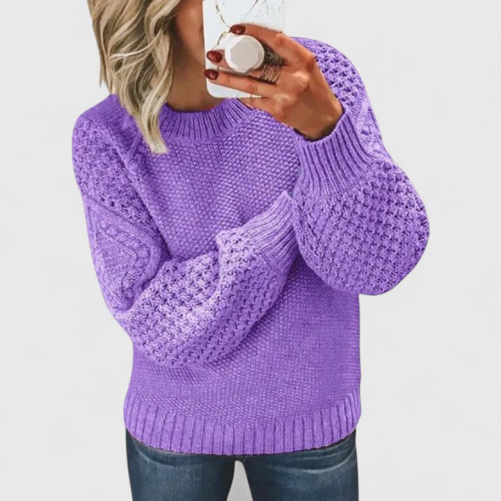 Pull texturé à manches bouffantes pour femmes