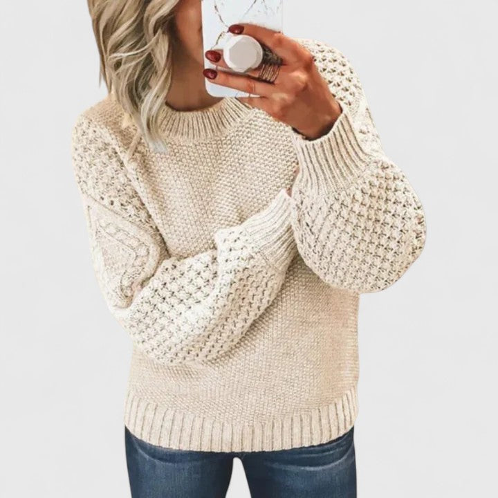 Pull texturé à manches bouffantes pour femmes