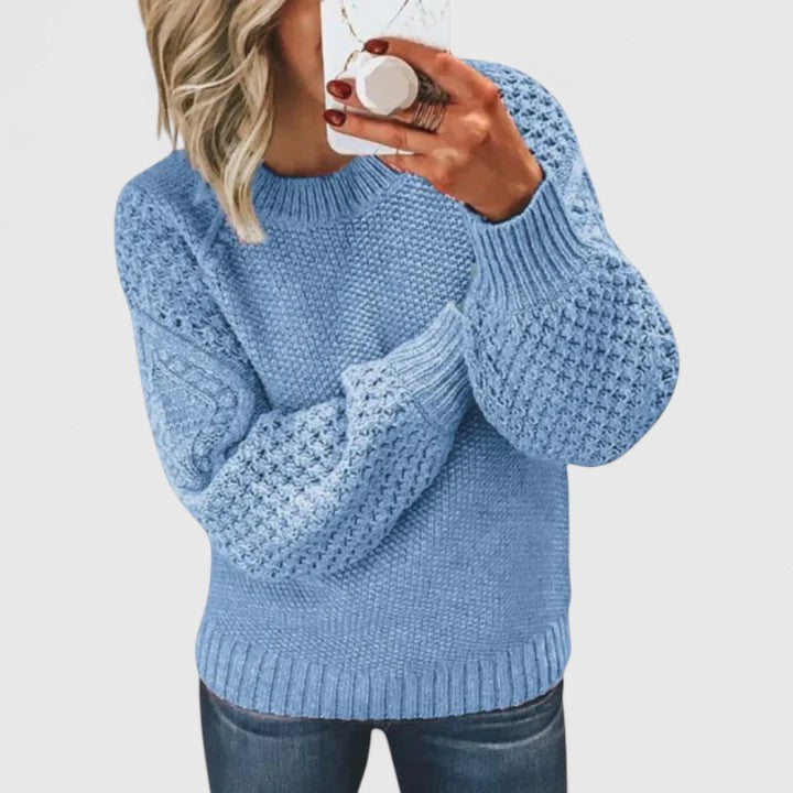 Pull texturé à manches bouffantes pour femmes