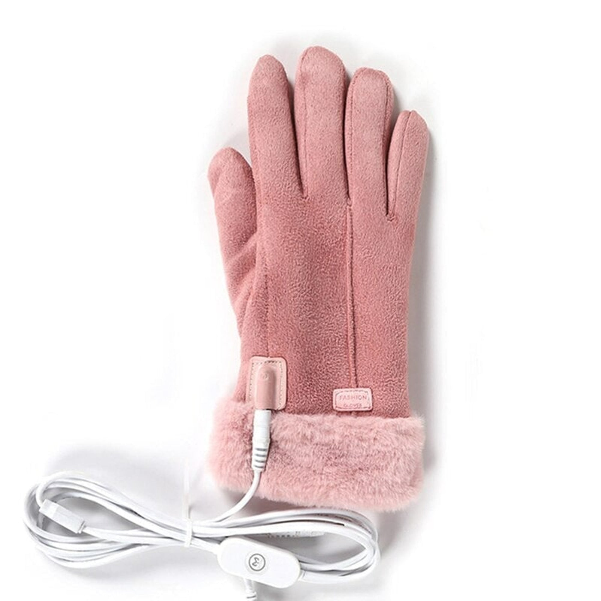Gants chauffants pour femmes avec poignets en fausse fourrure à chauffage électrique USB et doublure en polaire épaisse