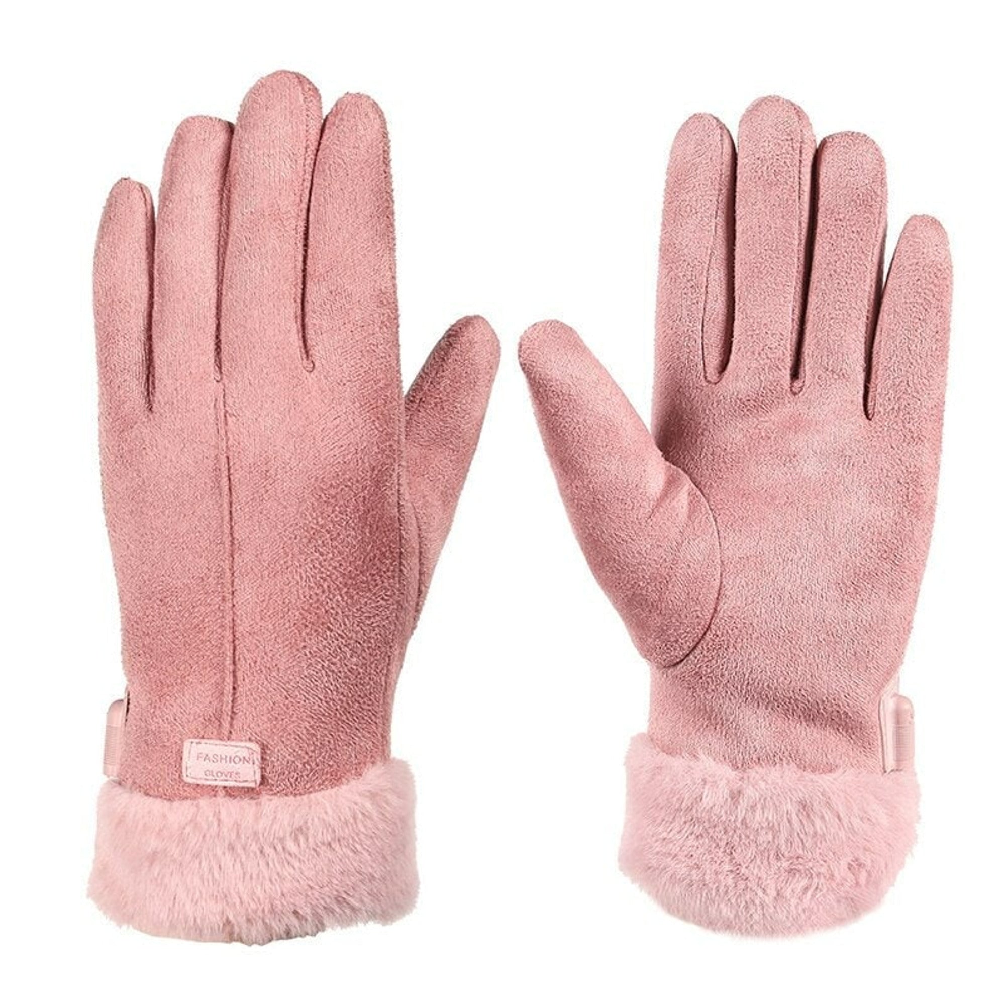 Gants chauffants pour femmes avec poignets en fausse fourrure à chauffage électrique USB et doublure en polaire épaisse
