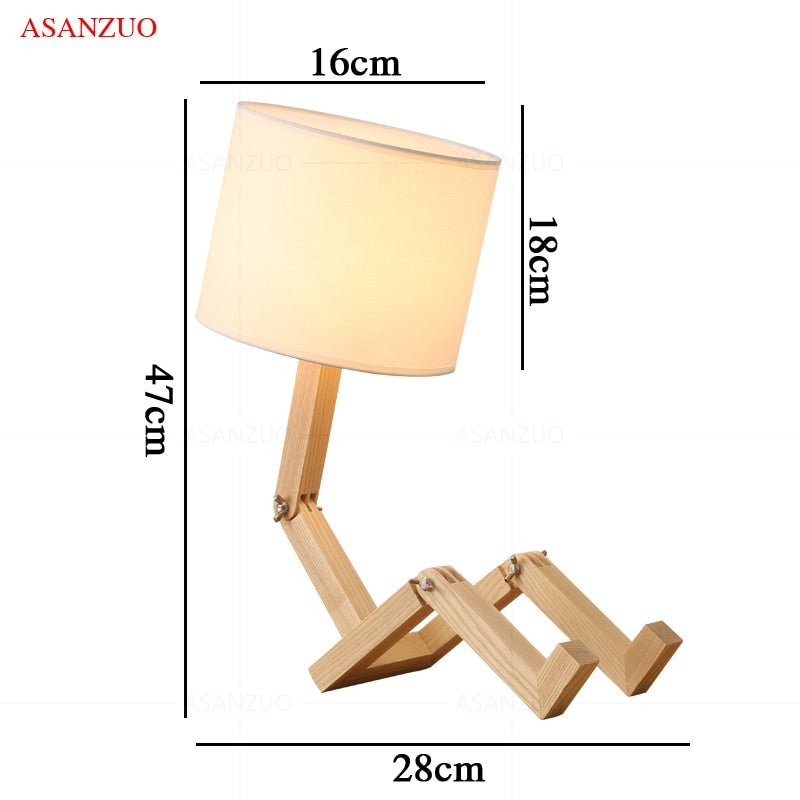 Lampe de bureau LED en forme de garçon en bois, ornement de bureau
