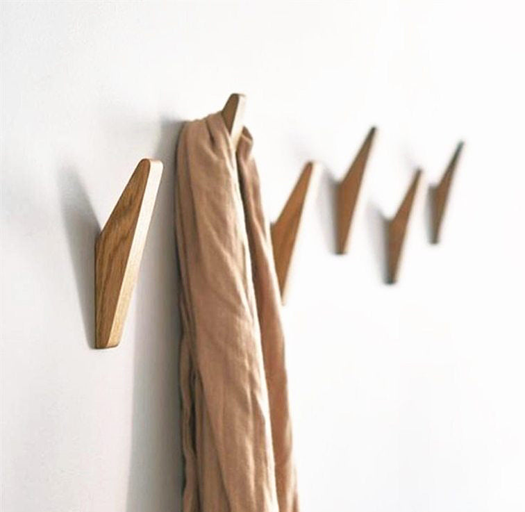 Crochets muraux en bois - Porte-manteau décoratif - Décor mural minimaliste