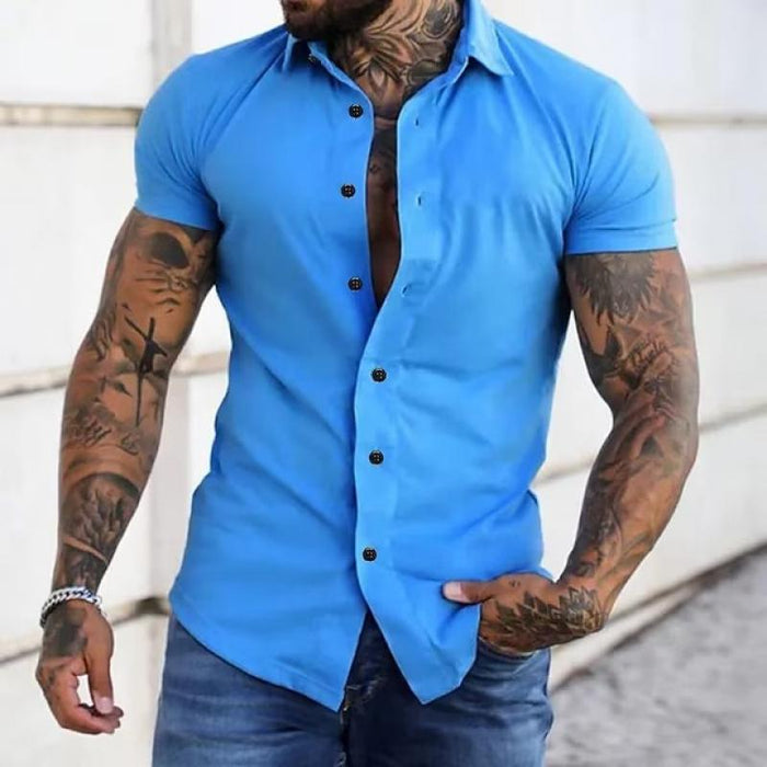 Chemise à manches courtes pour homme, coupe moderne et ajustée