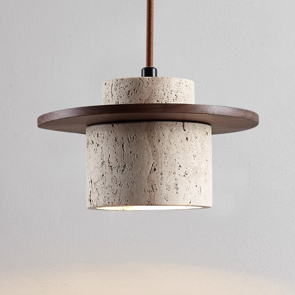 Lampe suspendue en travertin moderne | Abat-jour décoratif en bois naturel