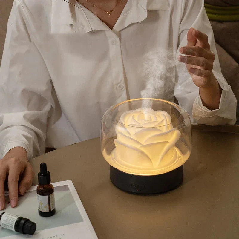 Humidificateur d'air d'aromathérapie - Diffuseur ultrasonique élégant avec fonction LED et huile essentielle