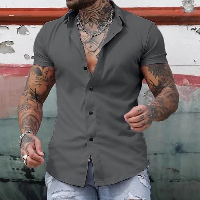 Chemise à manches courtes pour homme, coupe moderne et ajustée